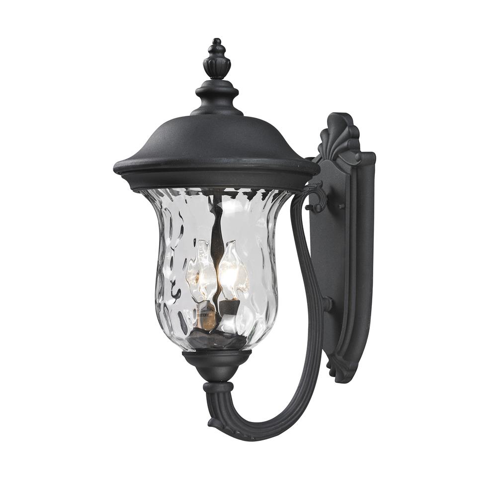 Z-Lite 533M-BK Outdoor Wall Light in Black with a Clear Waterglass Shade
